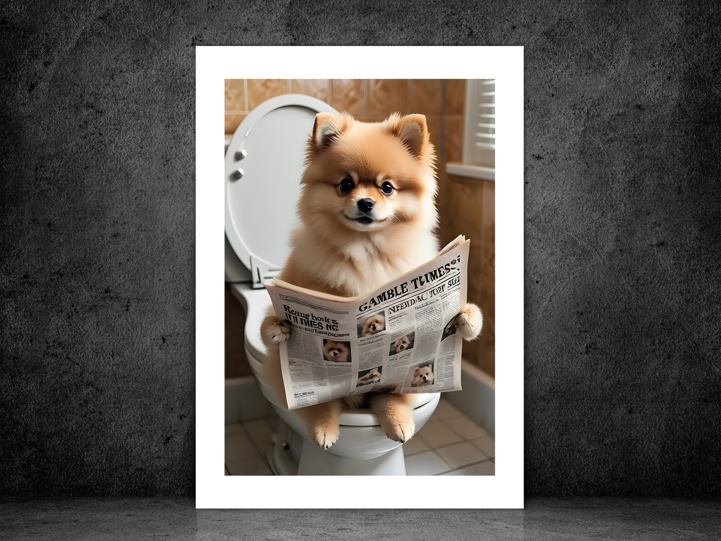 Pomeranian on Toilet