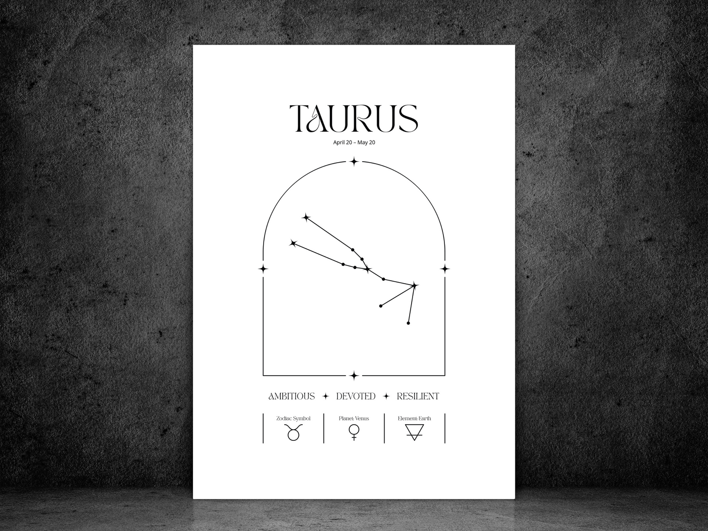 Taurus Zodiac Print | Minimalist Astrology Poster