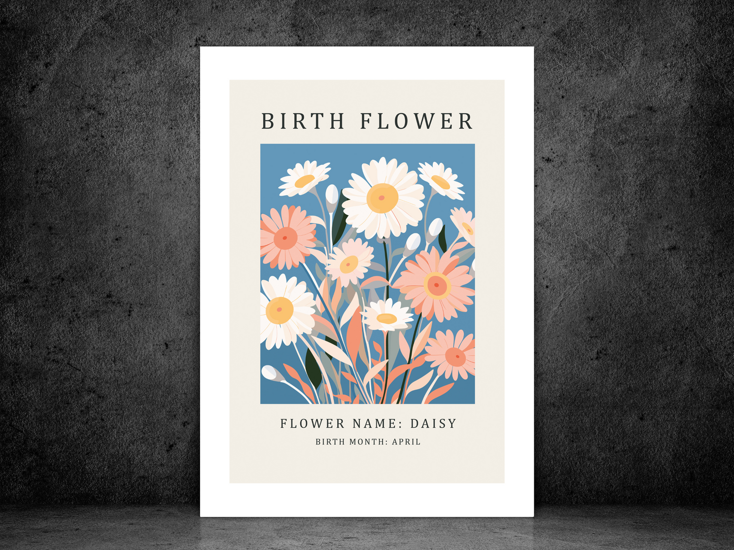 Birth Flower Print April Daisy | Birthday Month Poster