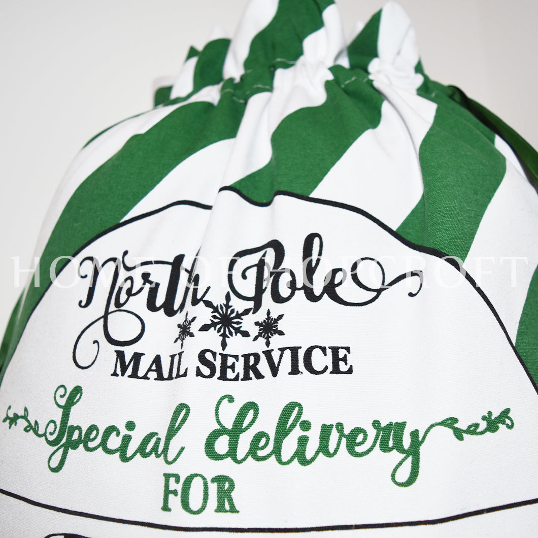 Green Candy Stripe - Personalised Santa Sack