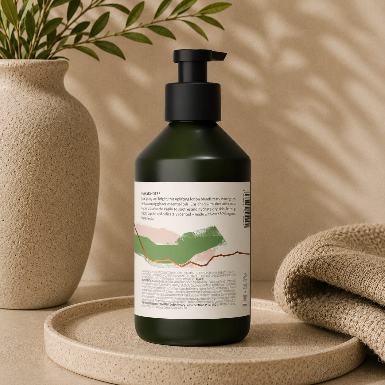 Lemongrass & Ginger Organic Hand & Body Lotion | Highland Soap Co. | 300ml