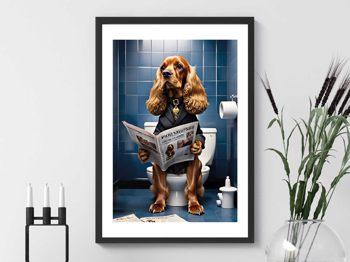 Cocker Spaniel on Toilet