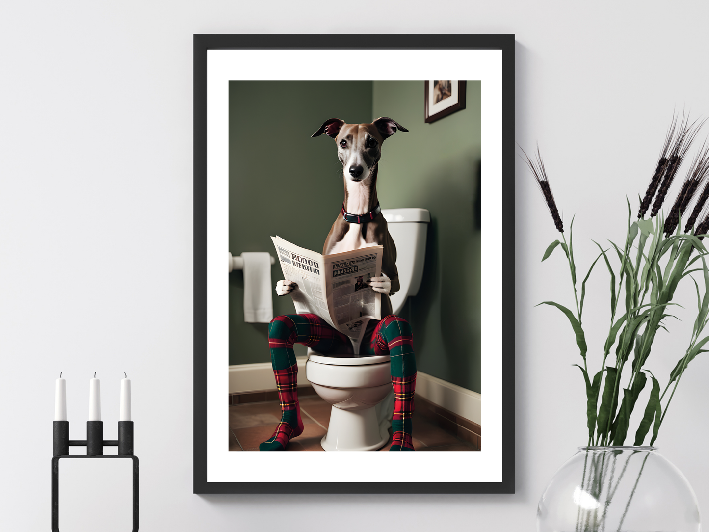 Whippet on Toilet