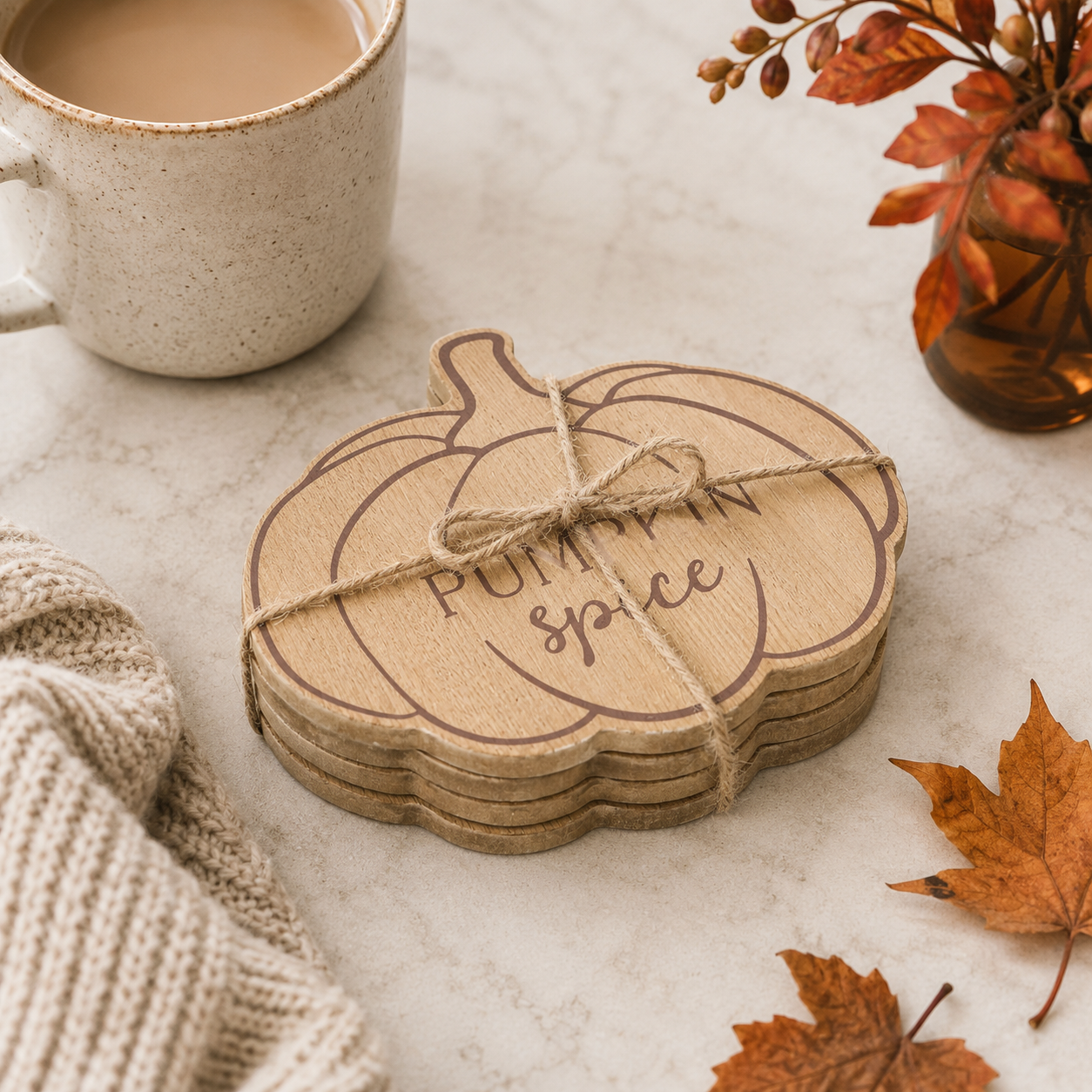Pumpkin Spice Wooden Coasters