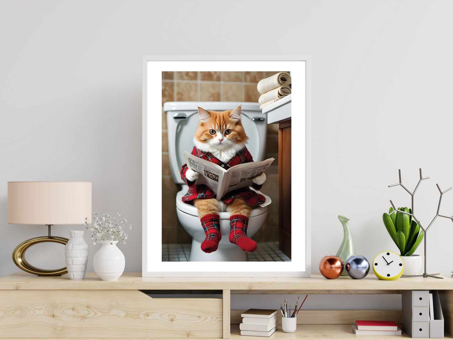 Ginger Cat On Toilet