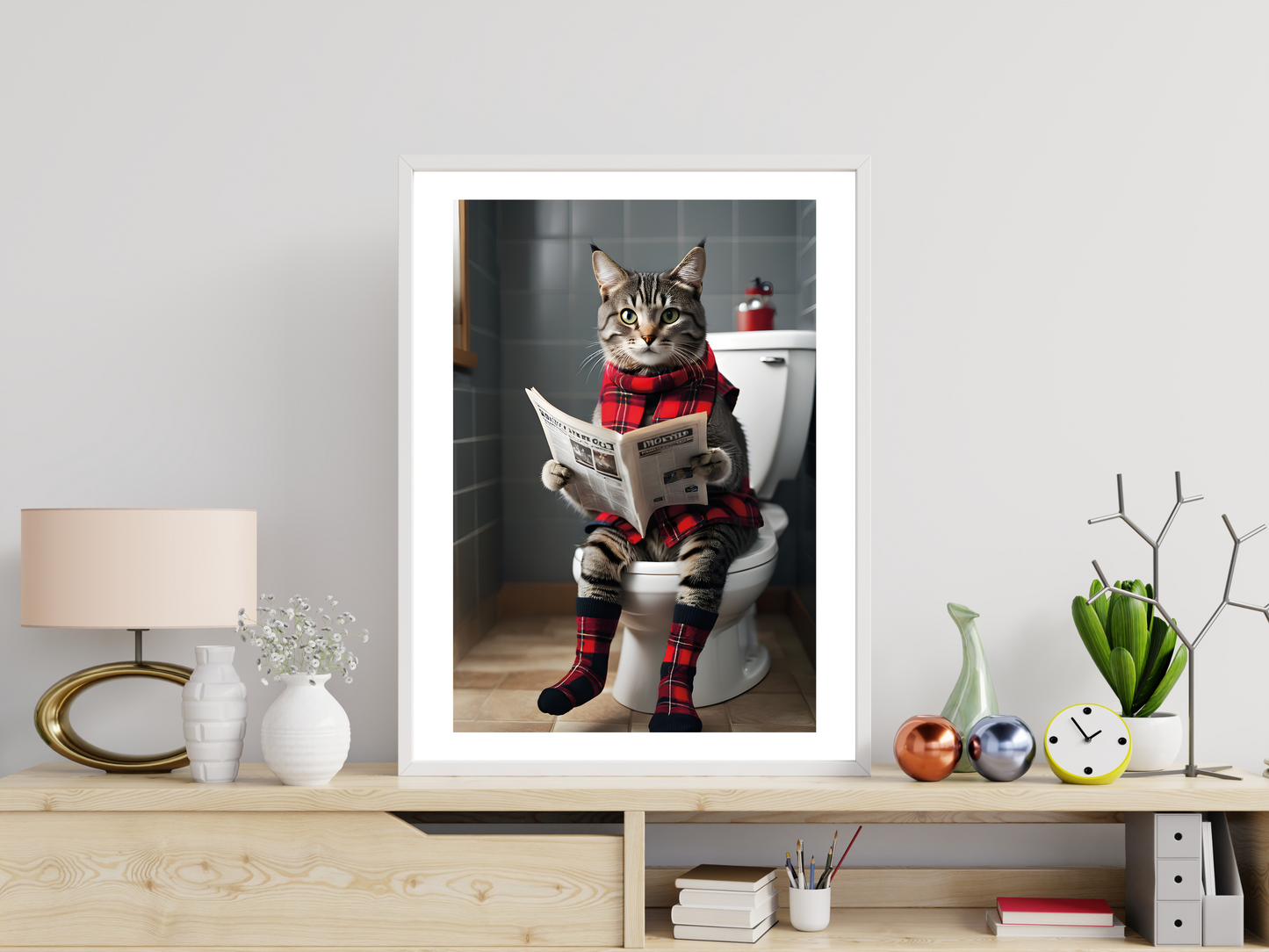 Tabby Cat On Toilet - Scarf