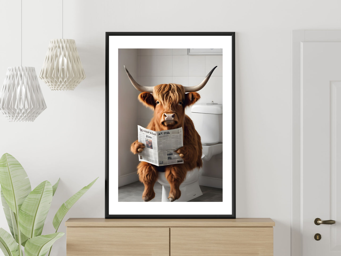 Highland Cow on Toilet