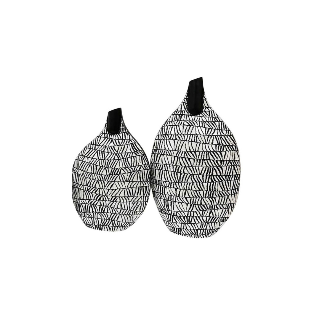 Black & White Patterned Vase - Large