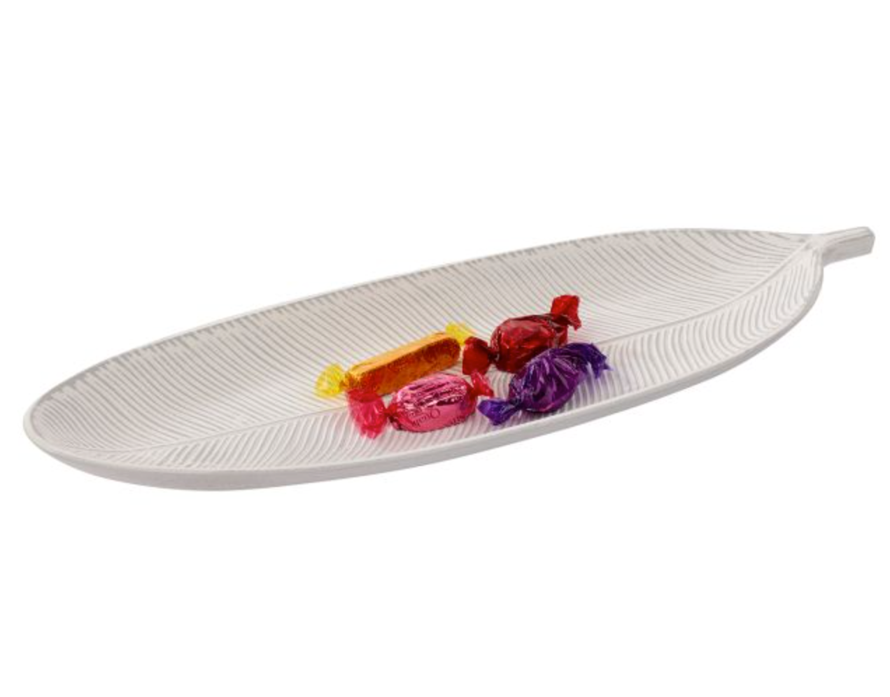 White Textured Feather Wooden Dish