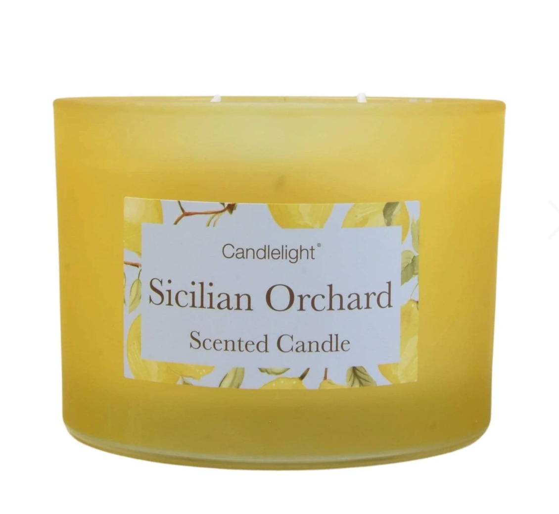 Sicilian Orchard 2 Wick glass filled Pot Candle Basil and Wild Lemon Scent 380g