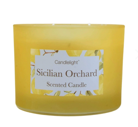 Sicilian Orchard 2 Wick glass filled Pot Candle Basil and Wild Lemon Scent 380g