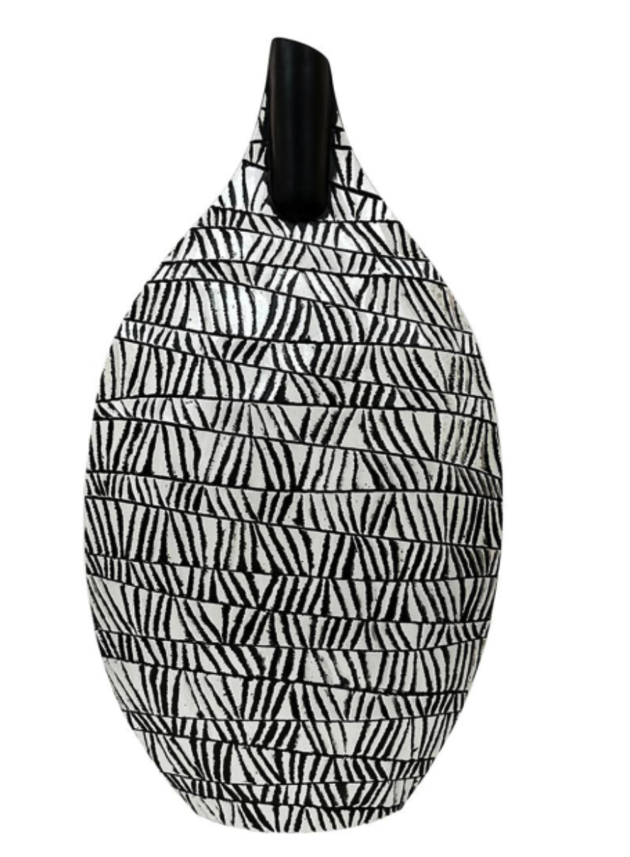 Black & White Patterned Vase - Large