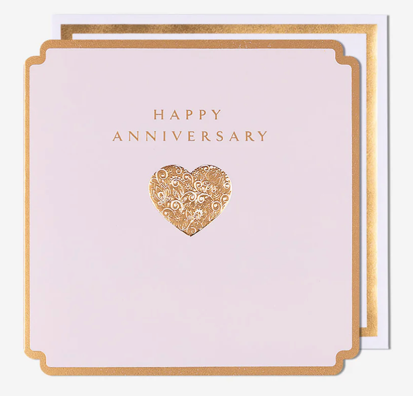 Gold Heart Anniversary Card
