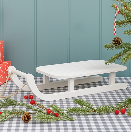 White Wooden Festive Sleigh