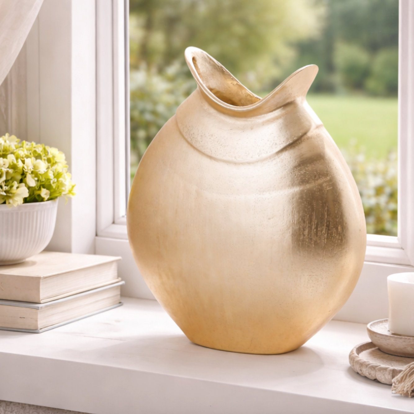 Helios Gold Metal Vase, Large