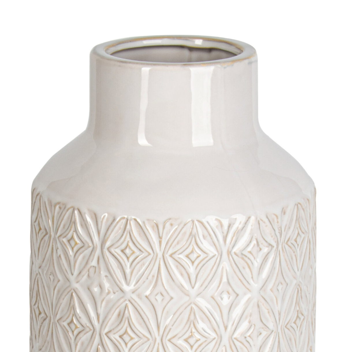 Embossed Ceramic Vase with Geometric Pattern | X-Large