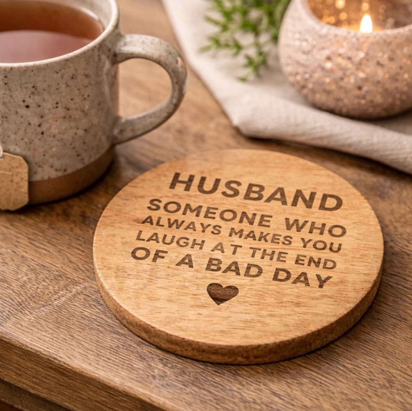 Husband Definition Engraved Wooden Coaster