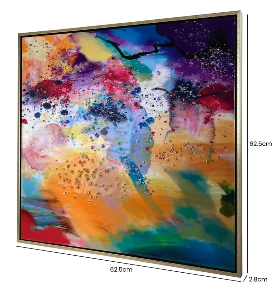 Framed Multicoloured Abstract Canvas