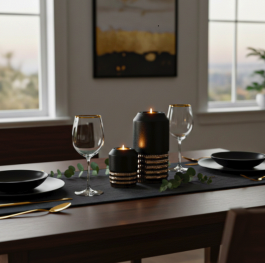Black & Textured Bronze Tealight Holder | Medium
