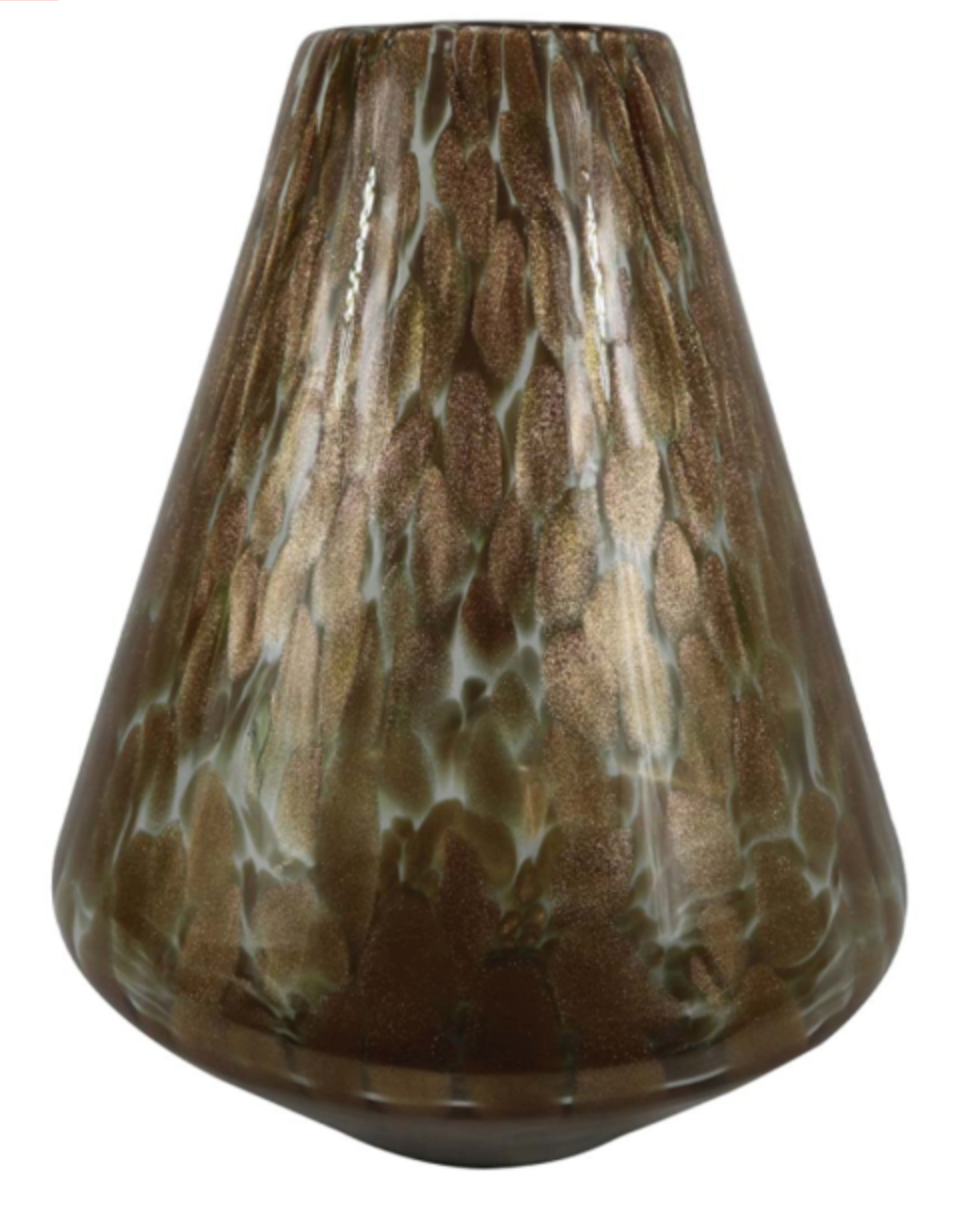 Gold Shimmer Mottled Handmade Glass Vase