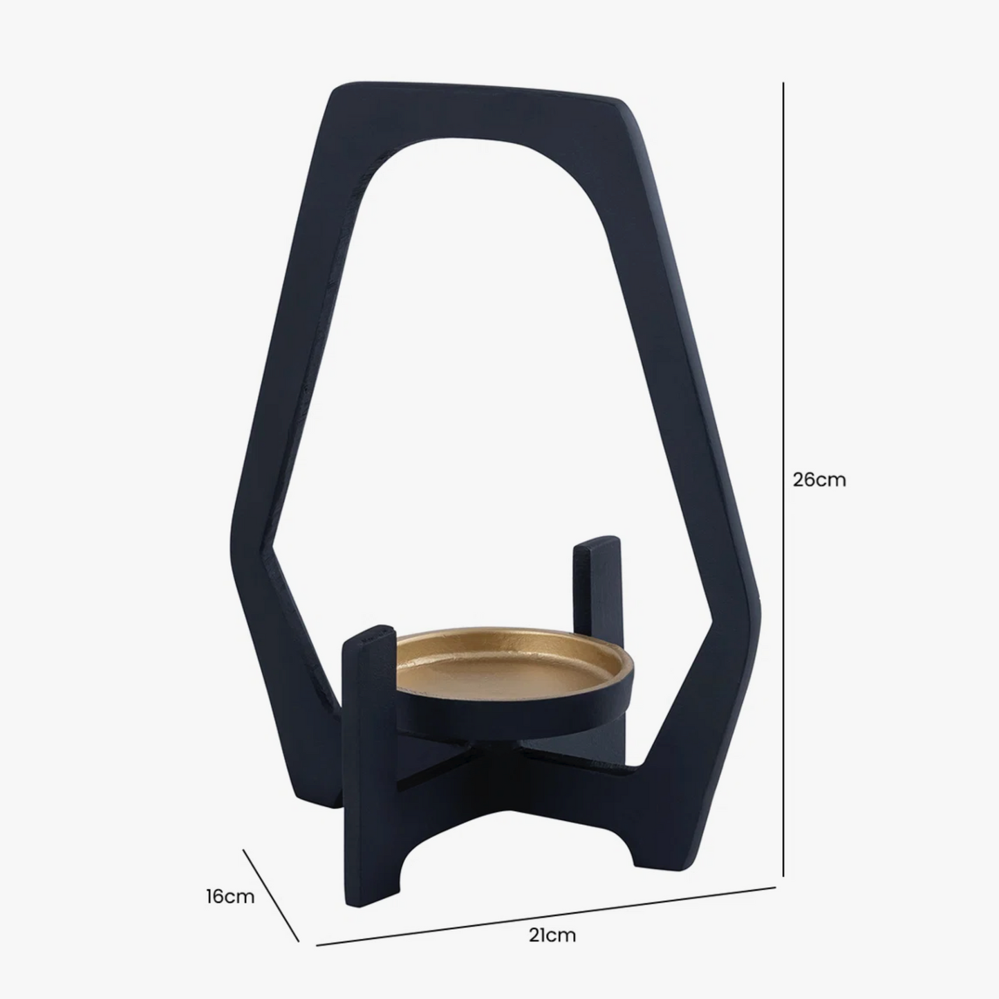 Black & Gold Metal Candle Holder Lantern | Medium