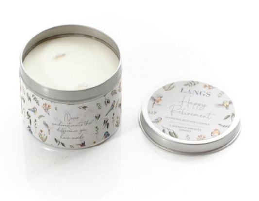 Lavender & White Ginger - Happy Retirement | Soy Tin Candle