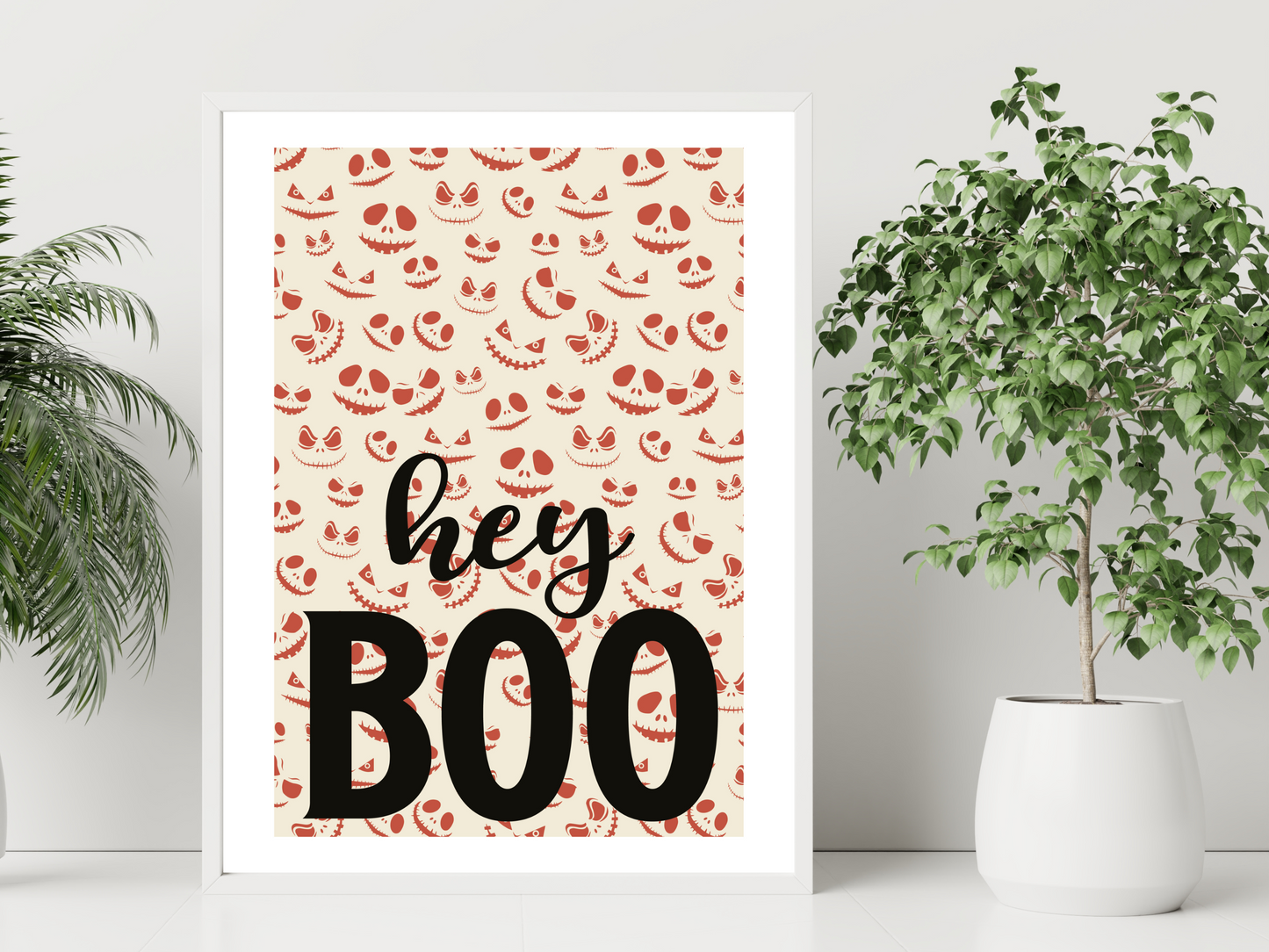 Hey Boo Halloween Print | Fun Seasonal Poster