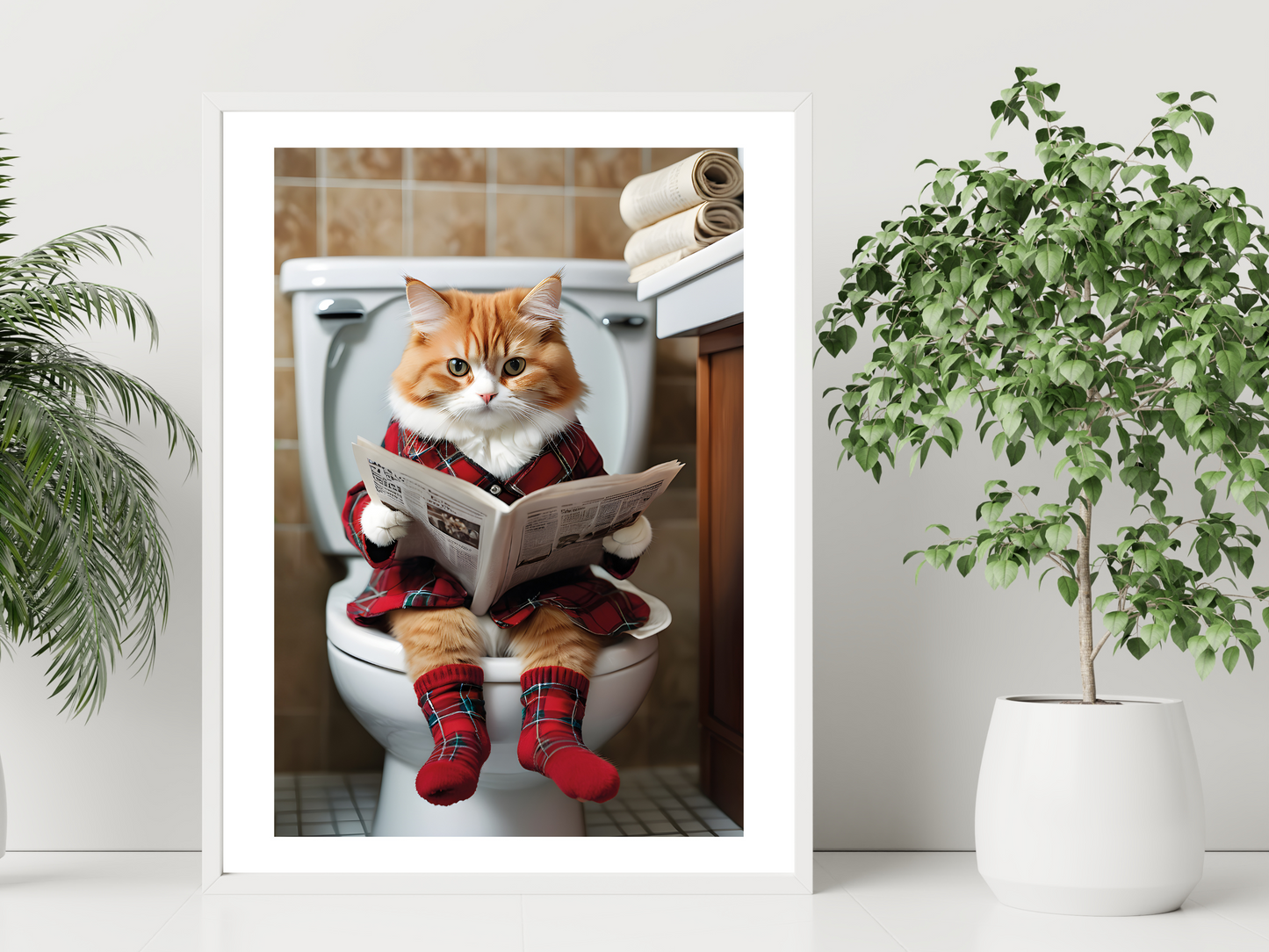 Ginger Cat On Toilet