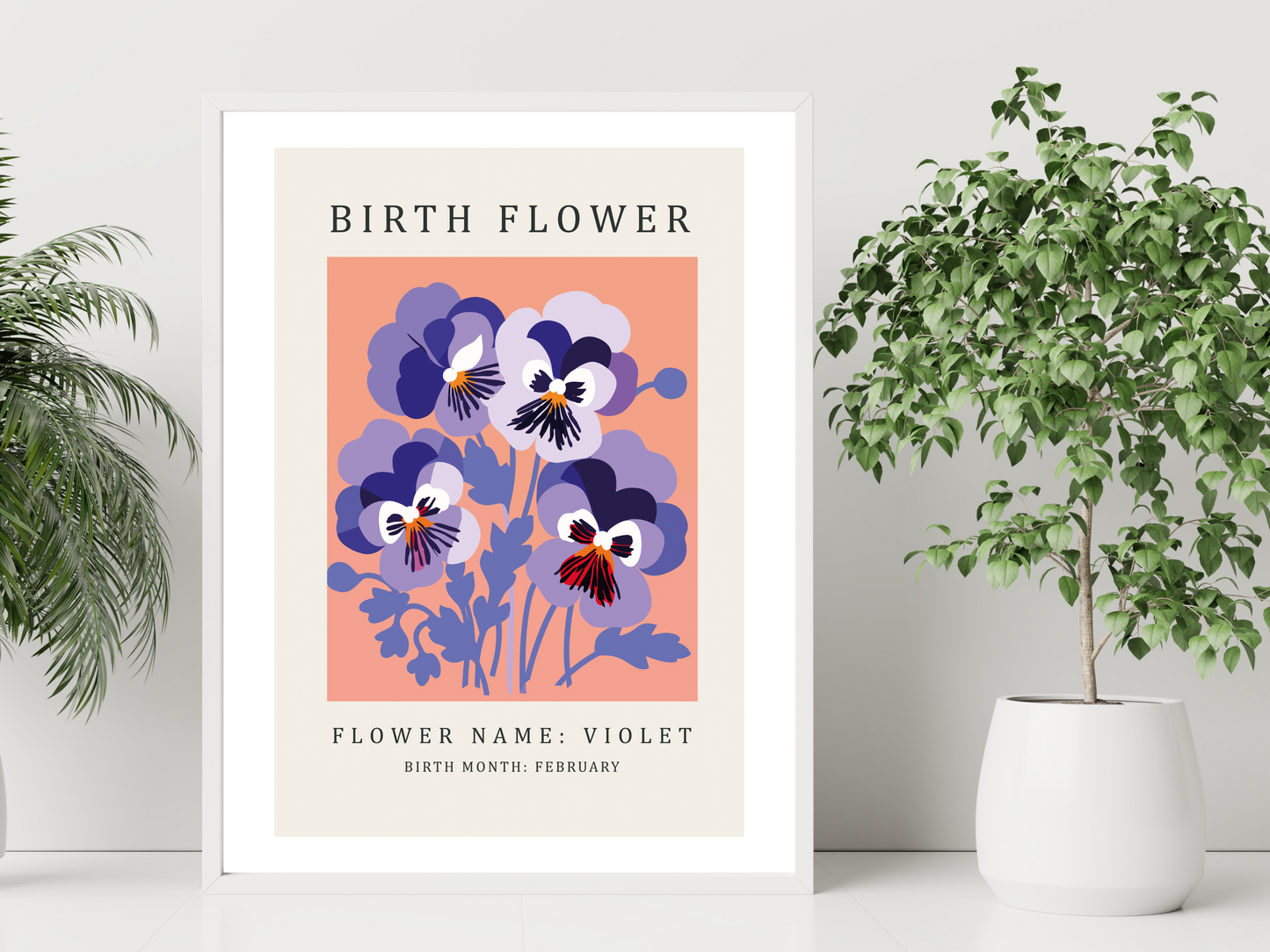 Birth Flower Print February Violet | Birthday Month Poster