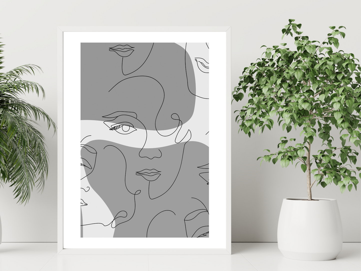 Abstract Face Lines - Grey
