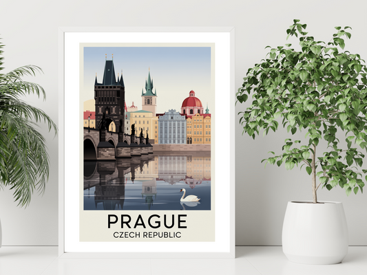 Prague Travel Poster | Vintage Wall Print