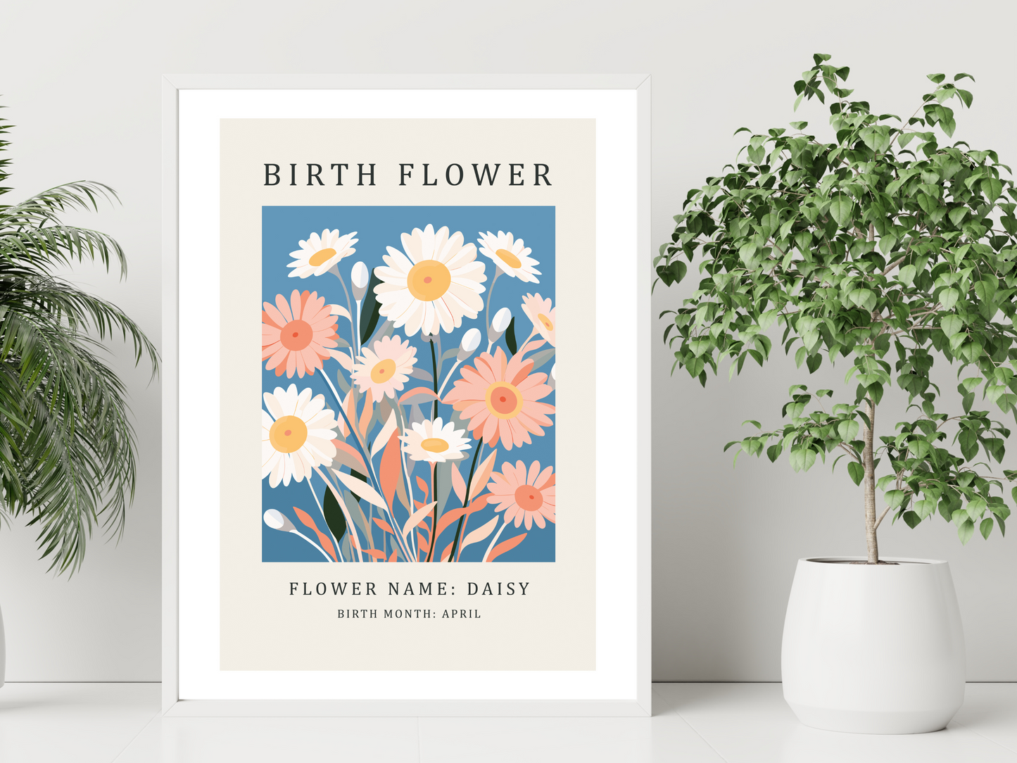Birth Flower Print April Daisy | Birthday Month Poster