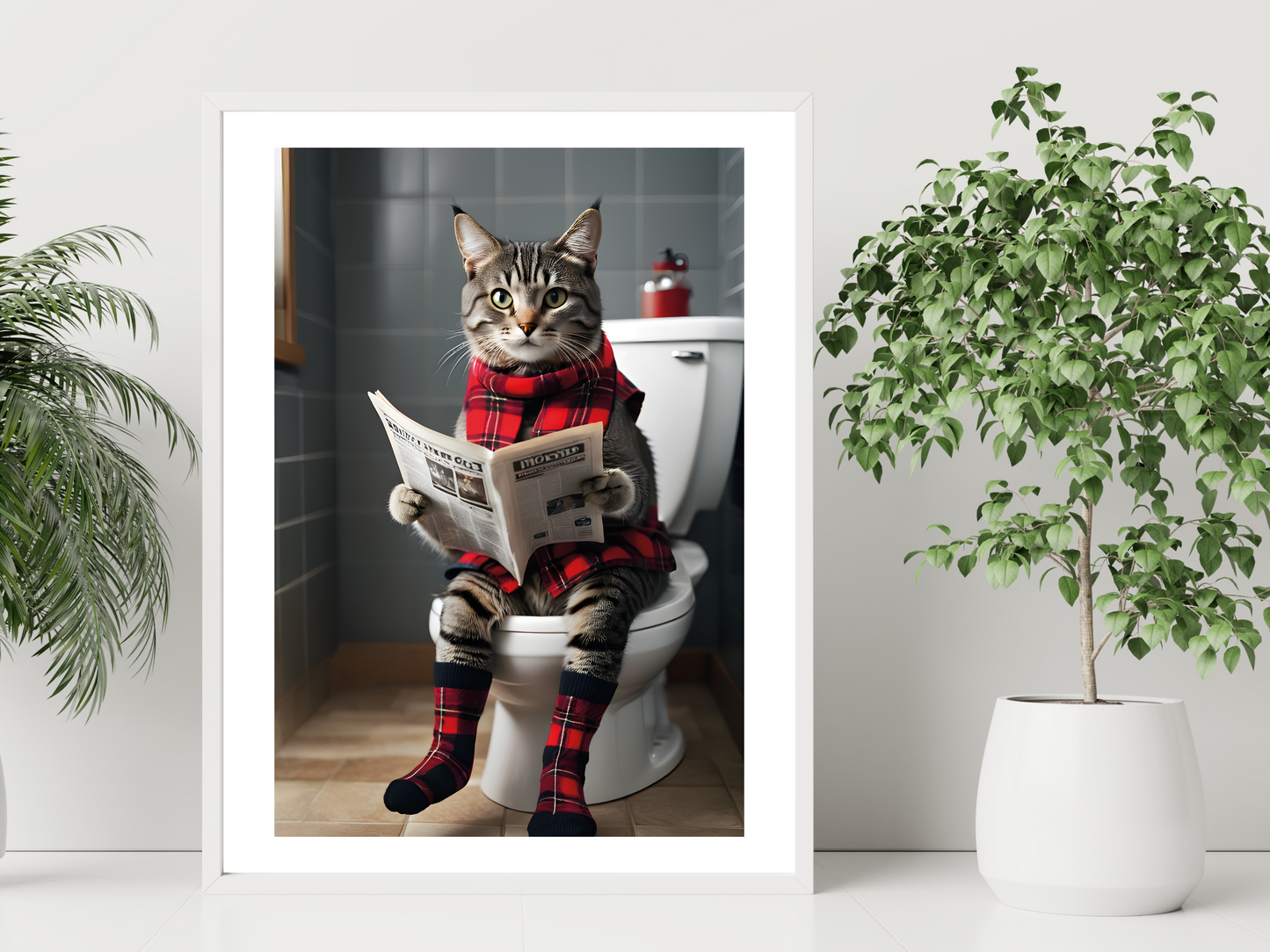 Tabby Cat On Toilet - Scarf