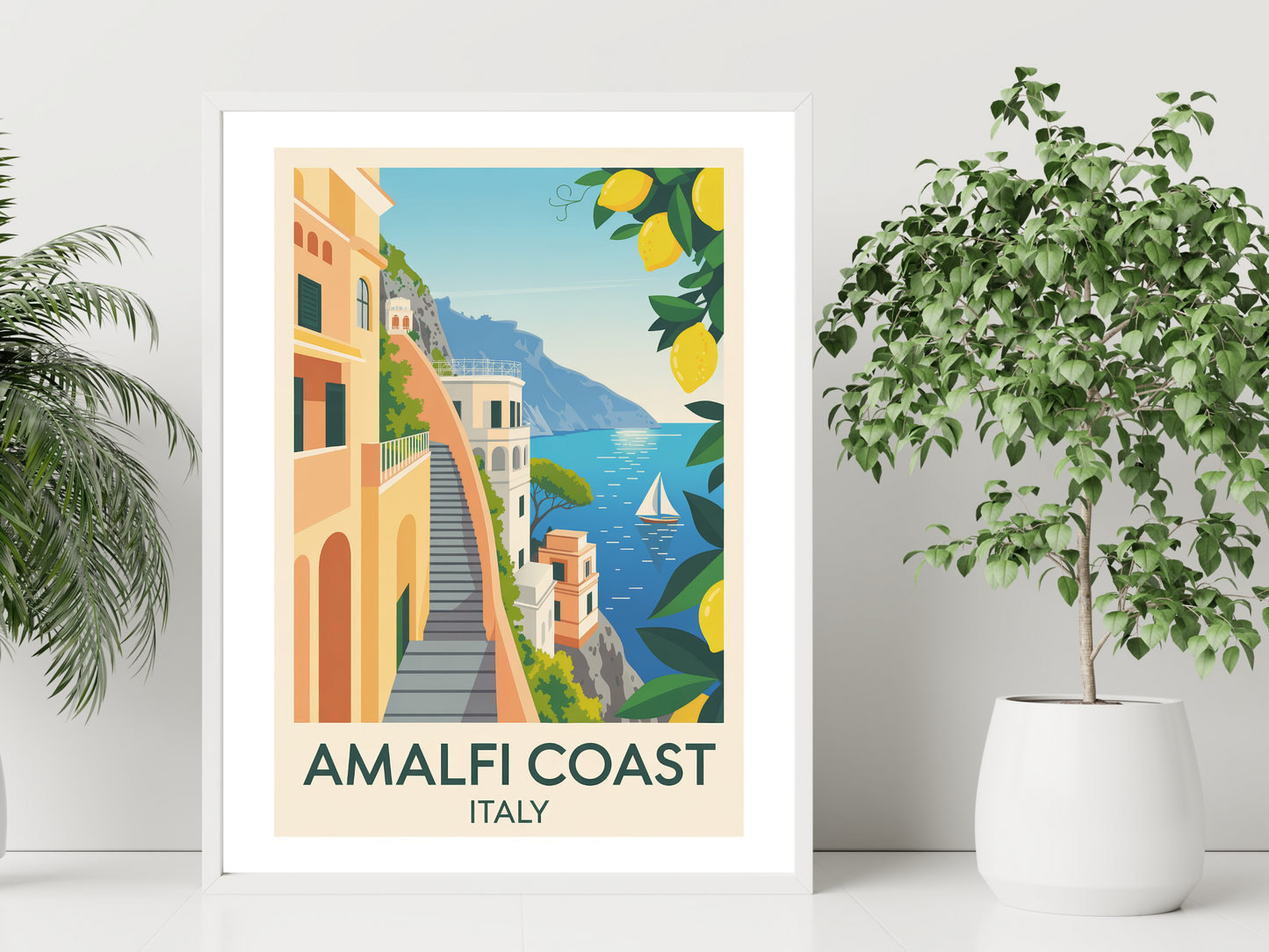Amalfi Coast Italy Travel Poster | Vintage Wall Print