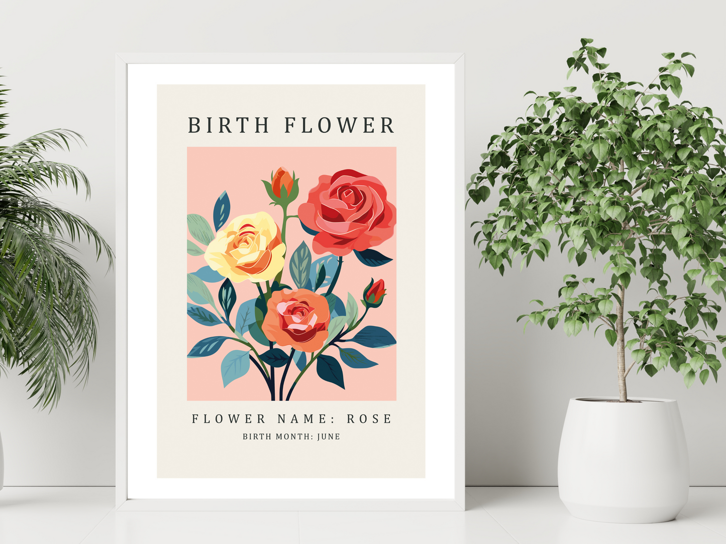 Birth Flower Print June Rose | Birthday Month Poster