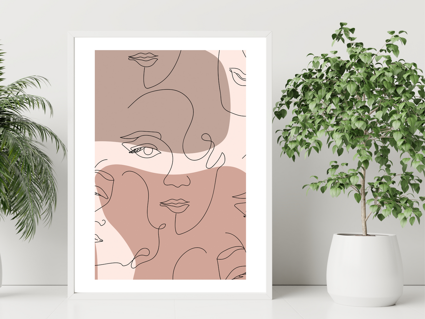 Abstract Face Lines - Neutral Pinks