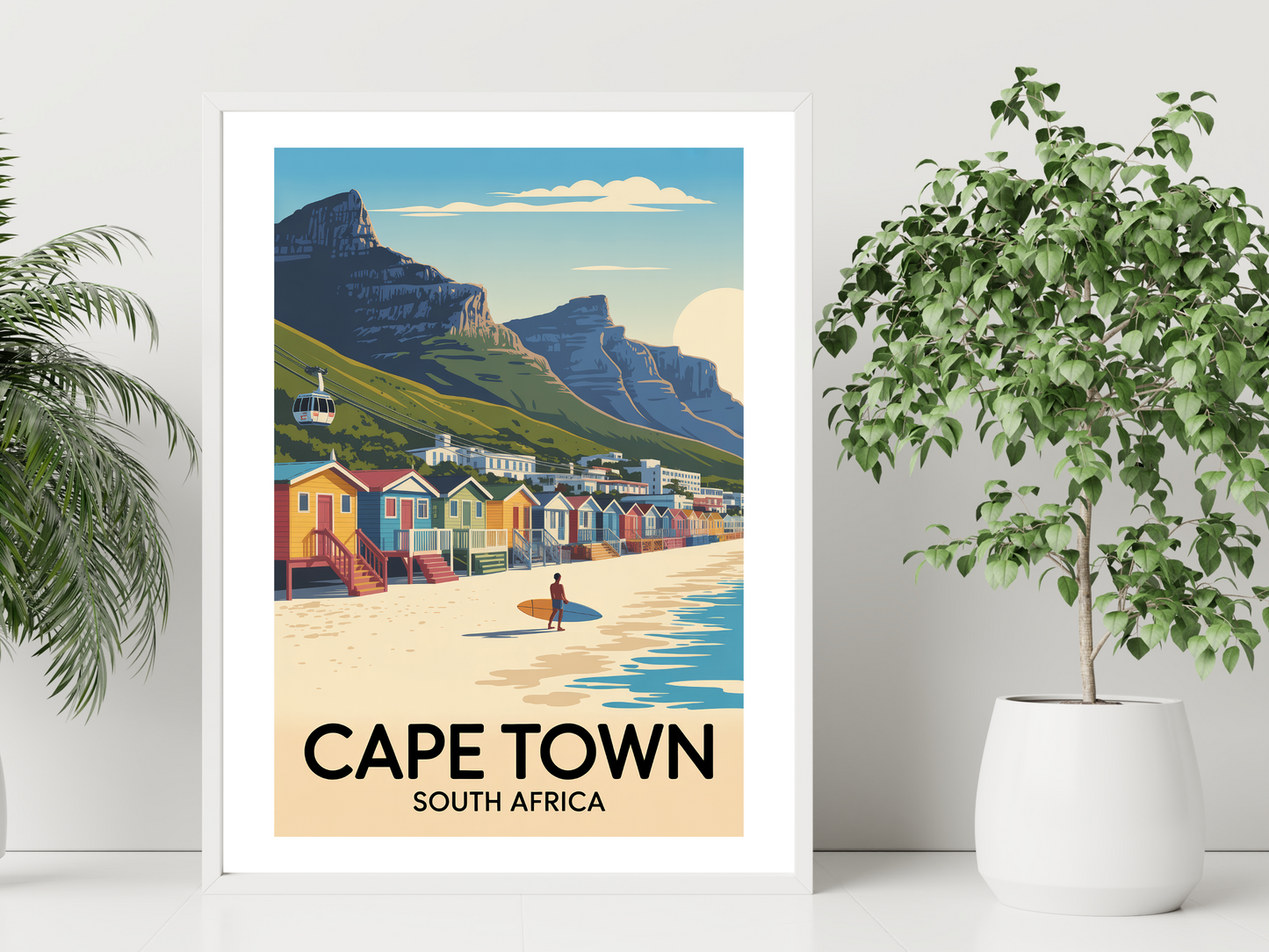 Cape Town South Africa Travel Poster | Vintage Table Mountain Print