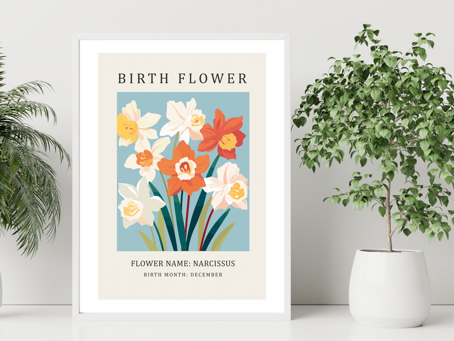 Birth Flower Print December Narcissus | Birthday Month Poster