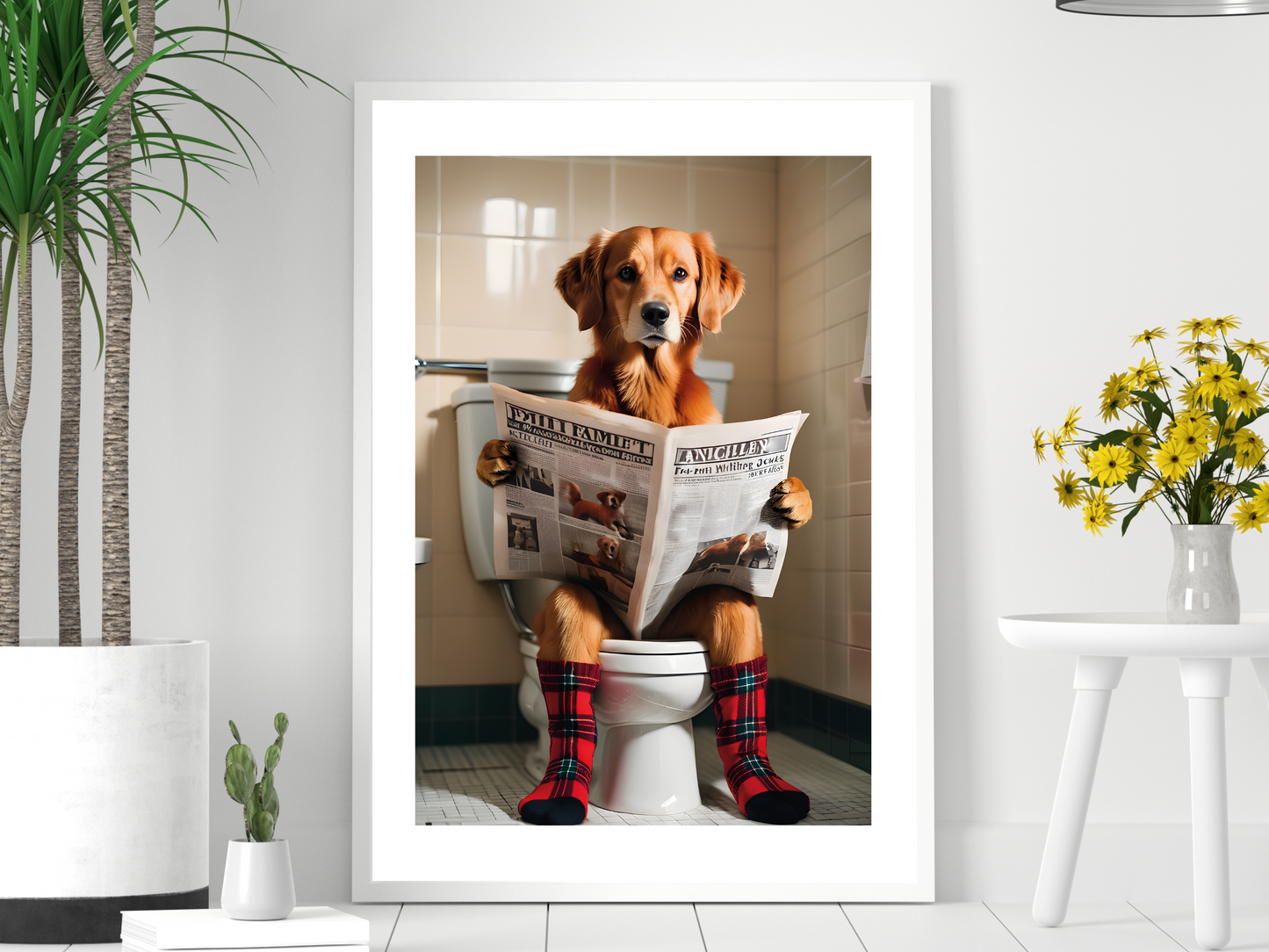 Fox Red Retriever on Toilet