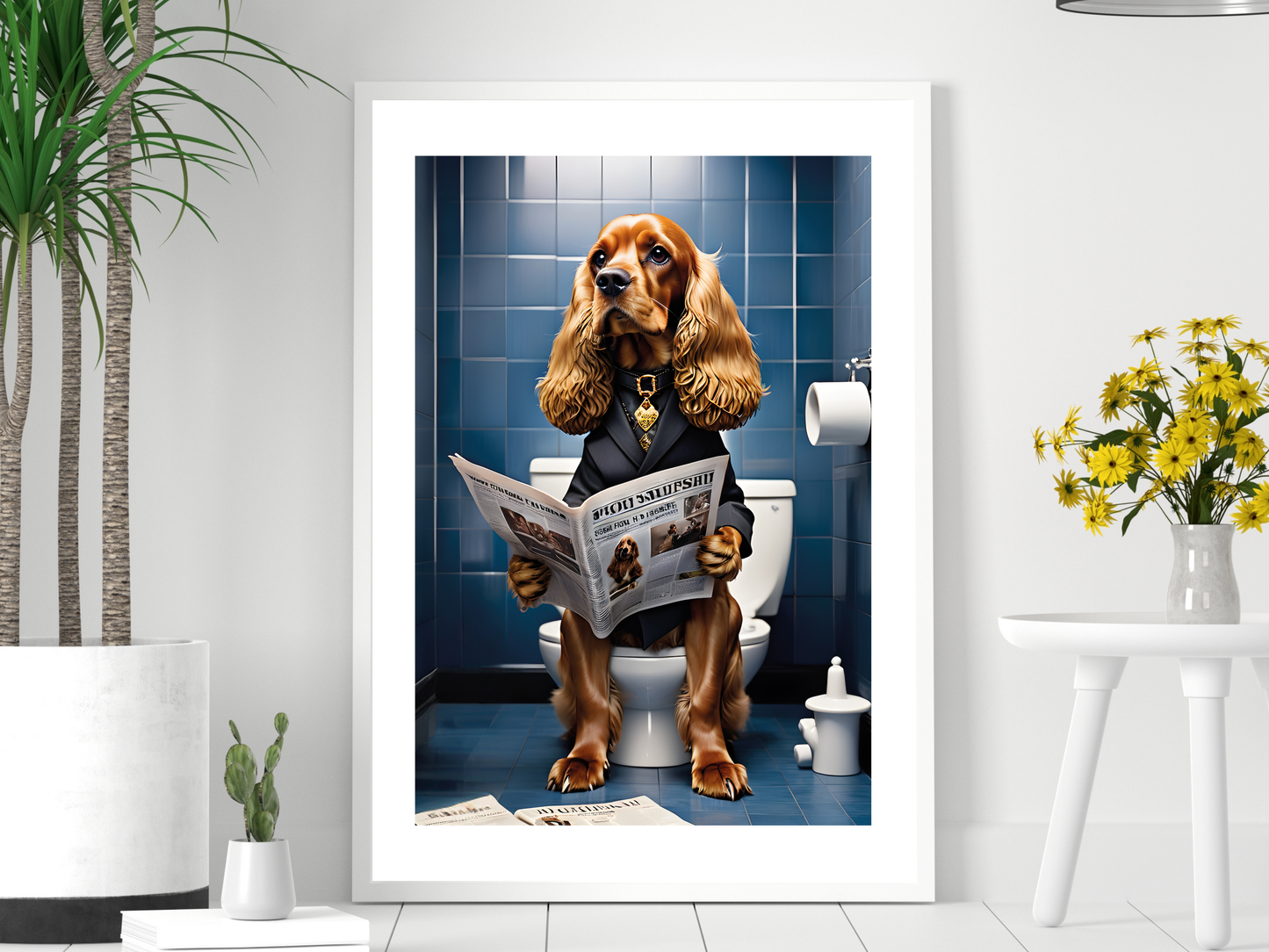 Cocker Spaniel on Toilet