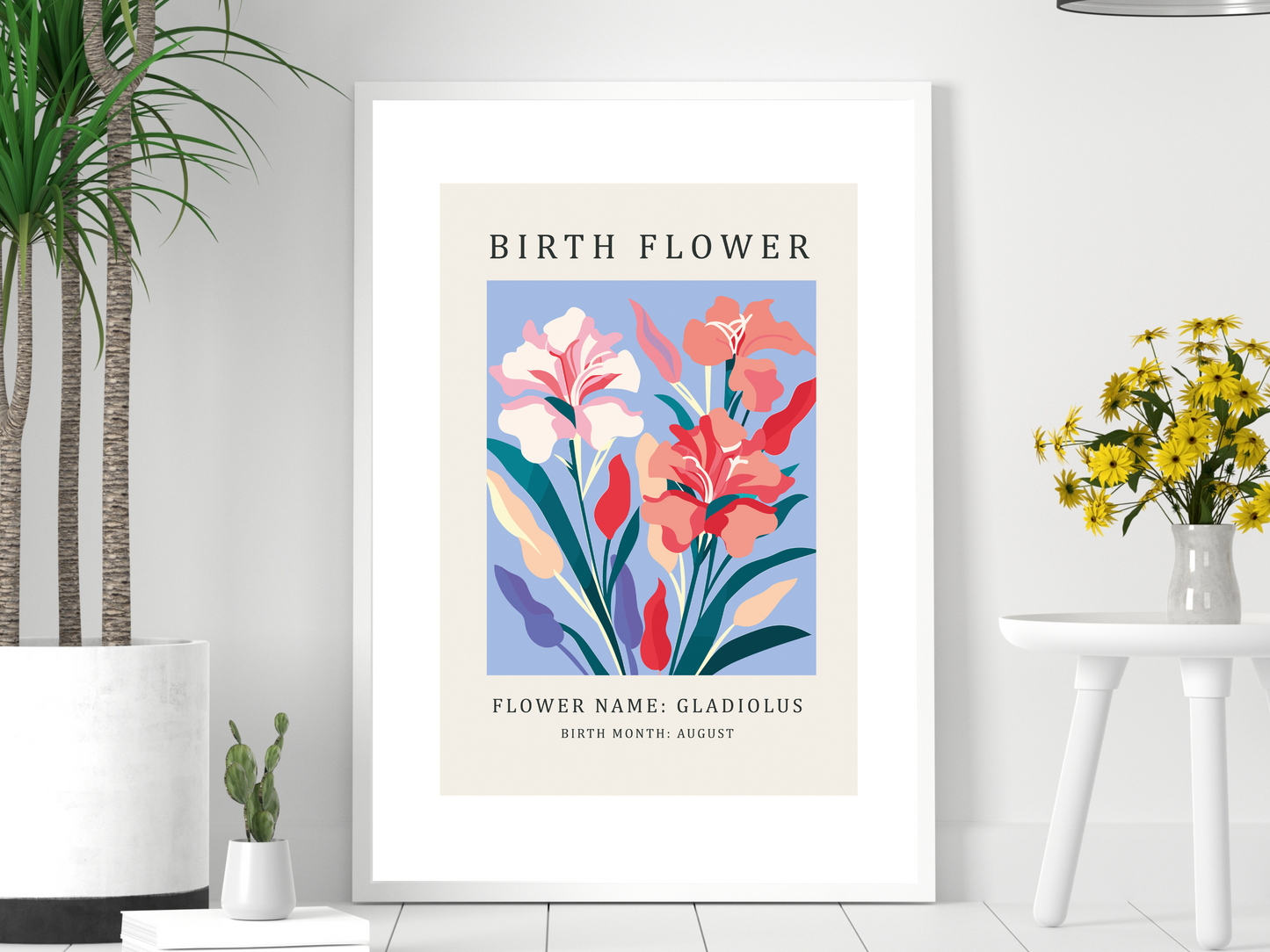 Birth Flower Print August Gladiolus | Birthday Month Poster