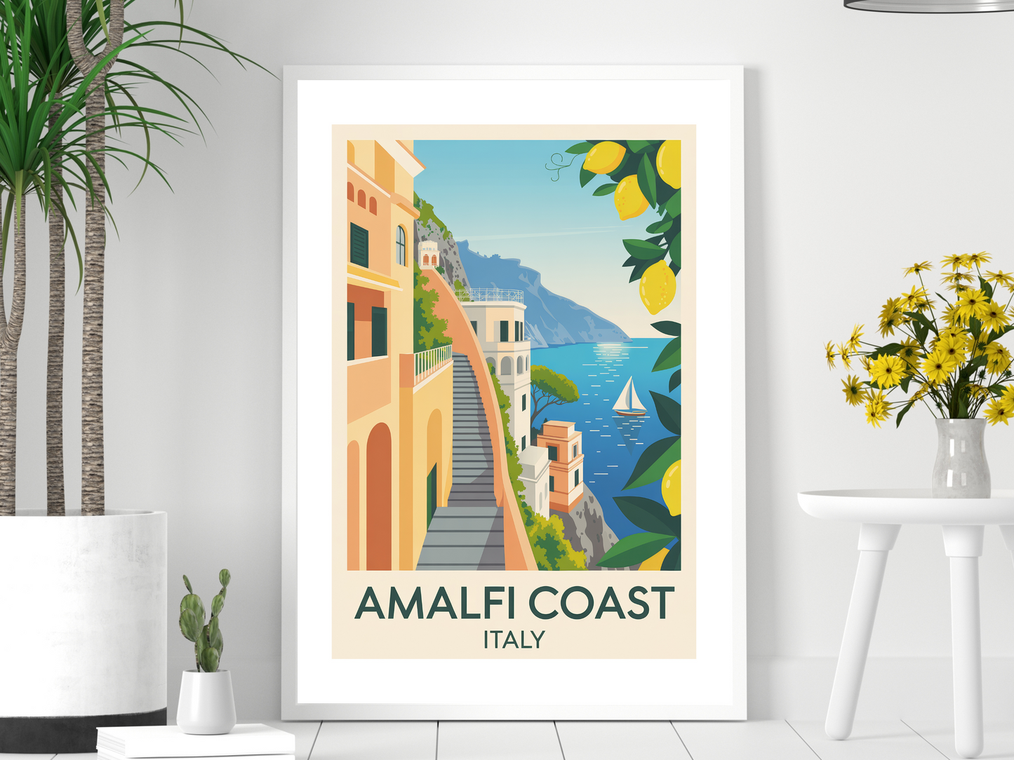 Amalfi Coast Italy Travel Poster | Vintage Wall Print