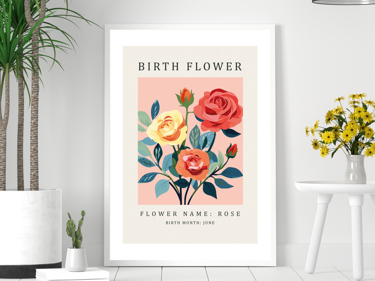 Birth Flower Print June Rose | Birthday Month Poster