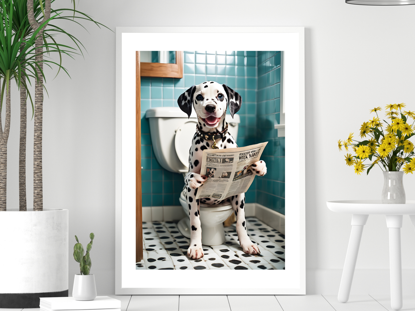 Dalmatian Dog on Toilet