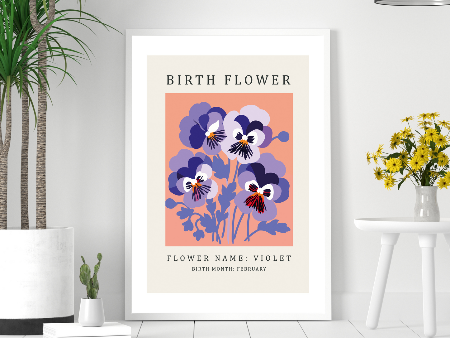 Birth Flower Print February Violet | Birthday Month Poster