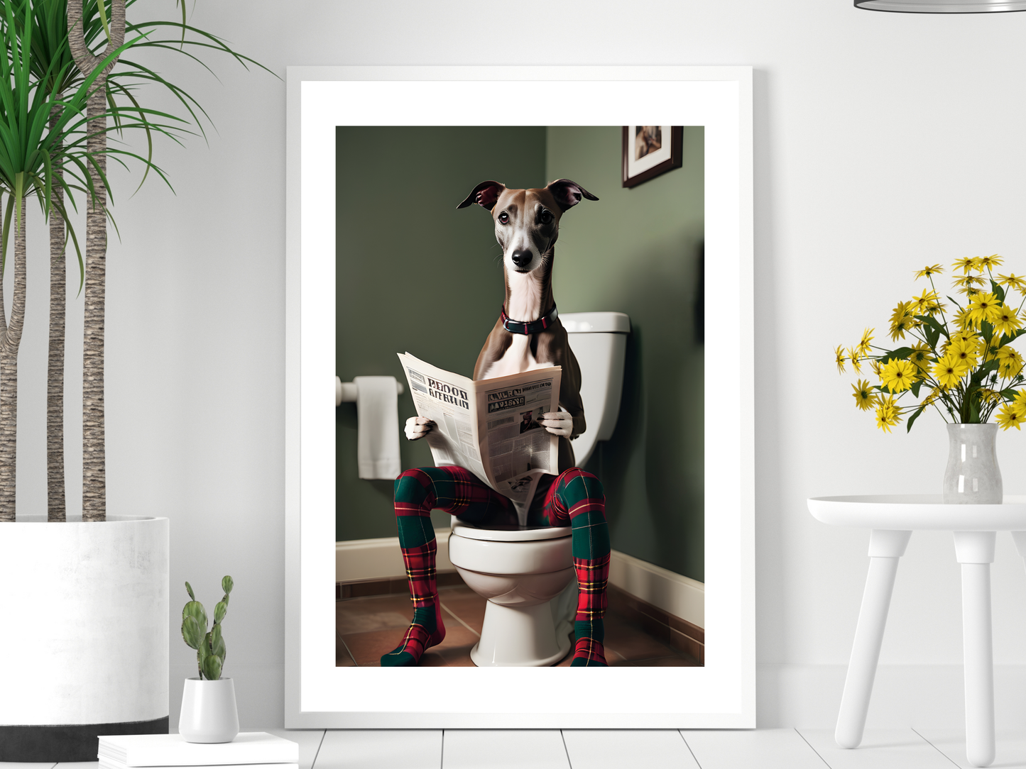 Whippet on Toilet