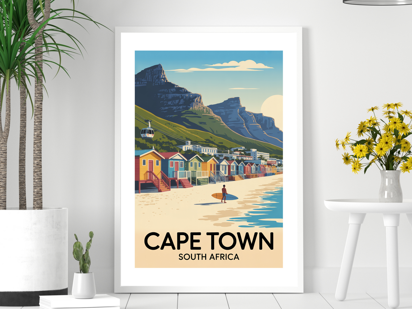 Cape Town South Africa Travel Poster | Vintage Table Mountain Print
