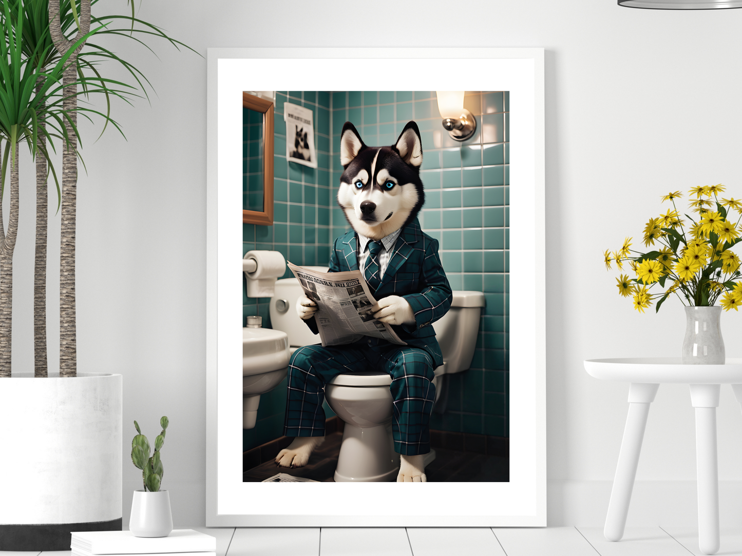 Husky on Toilet