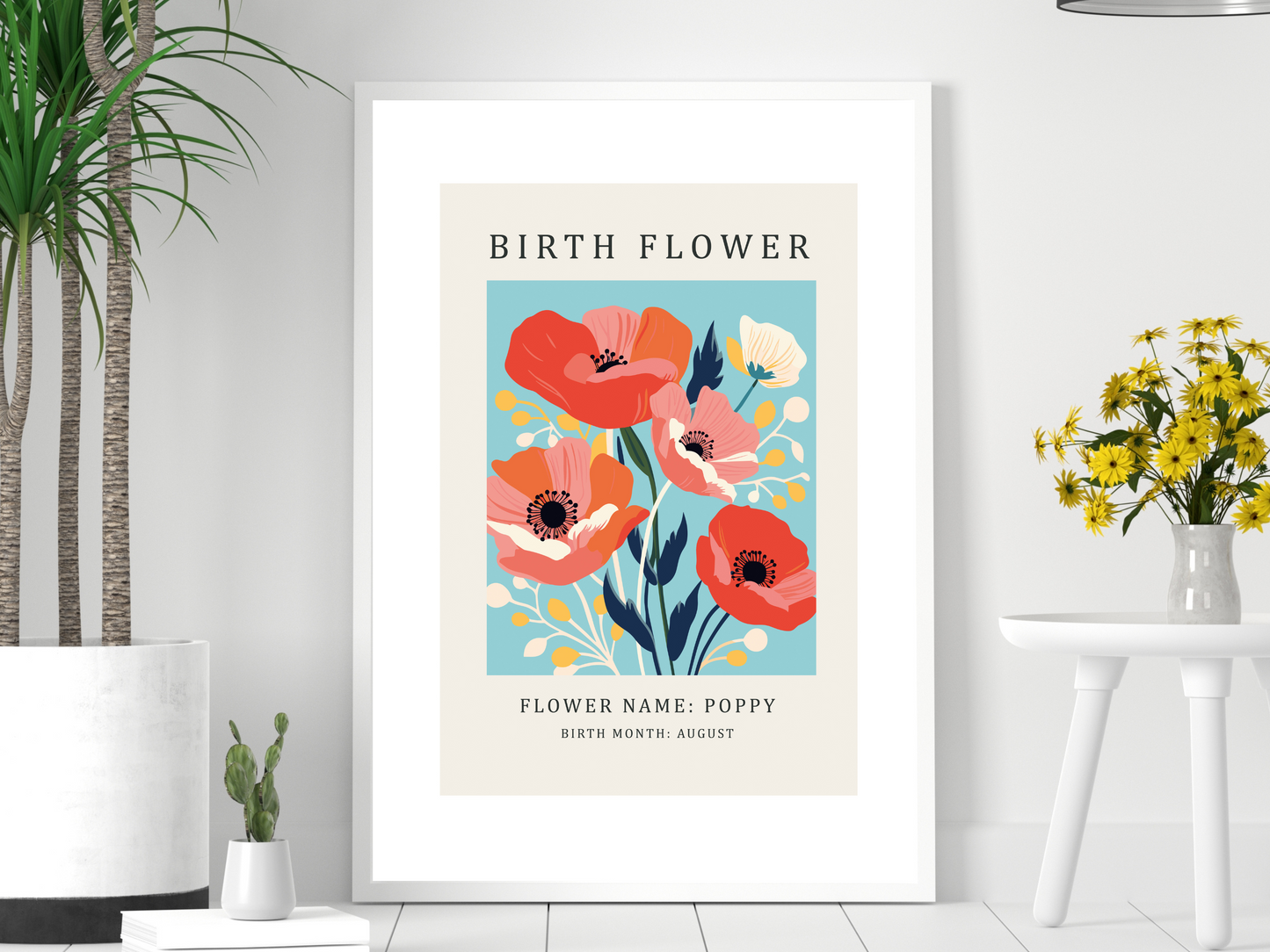 Birth Flower Print August Poppy | Birthday Month Poster