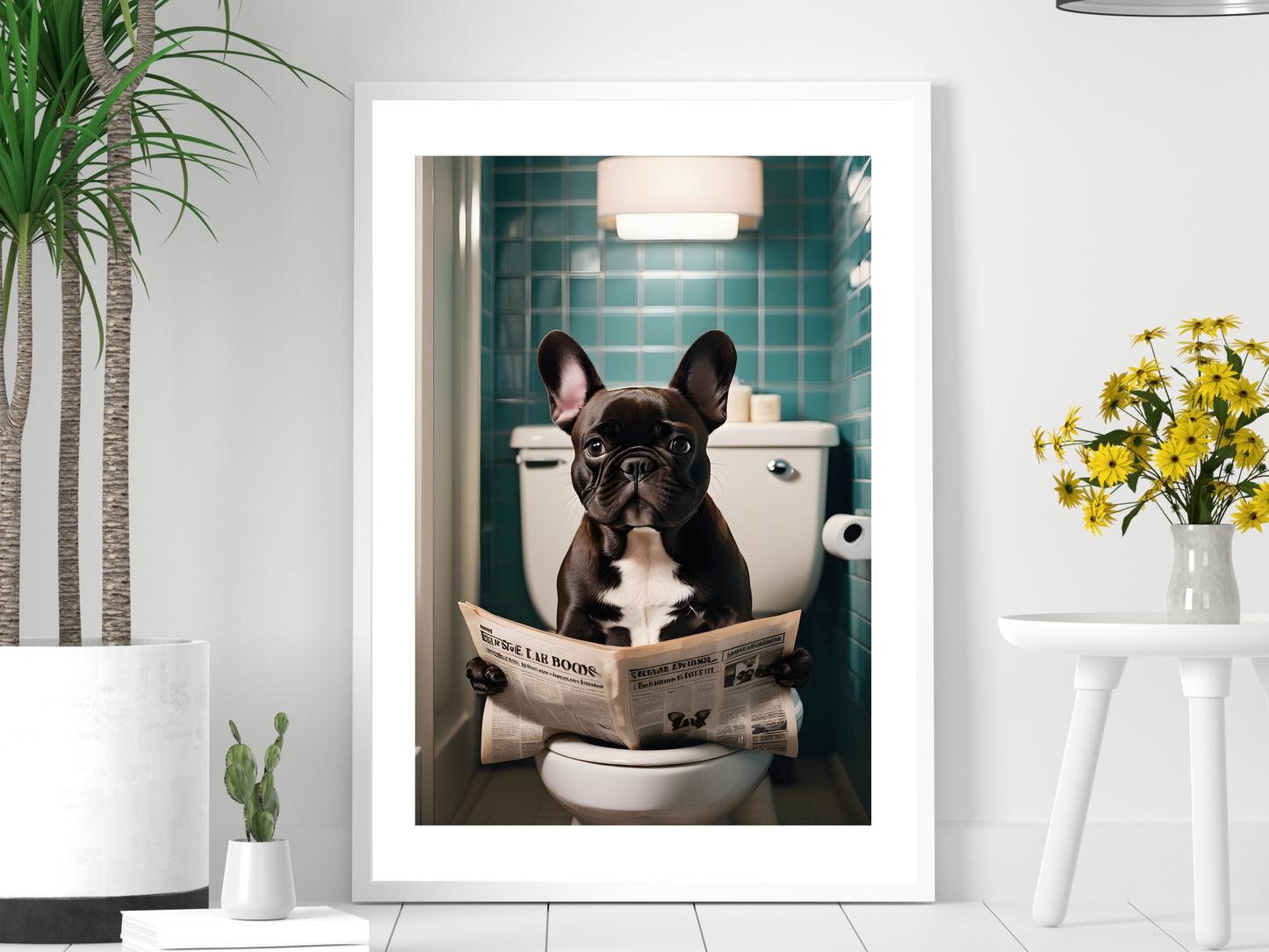 French Bulldog on Toilet